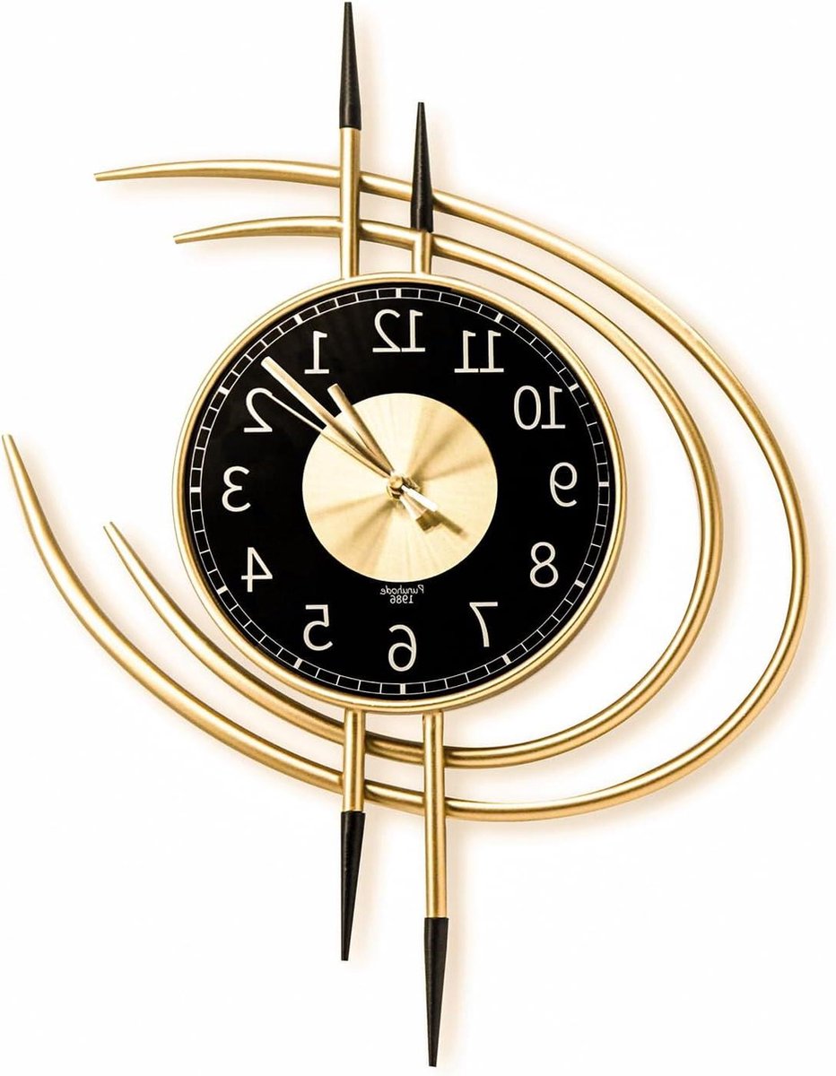 Gouden Grote Wandklok, Niet-Tikkende Stille Kwarts Metalen Grote Wandklokken, Moderne Decor Wandklokken Voor Slaapkamer Woonkamer Kantoor Thuis,65cm