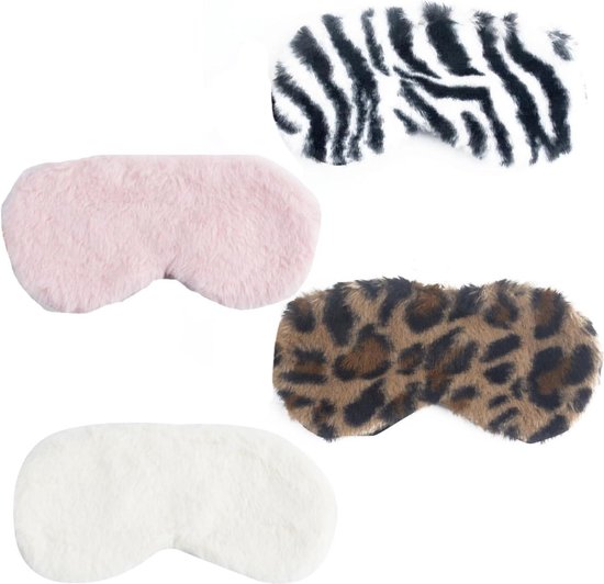 Foto: Slaapmasker kind set van 4 pluche oogmaskers meisjes vrouwen zachte blinddoek slaapfeestje comfort