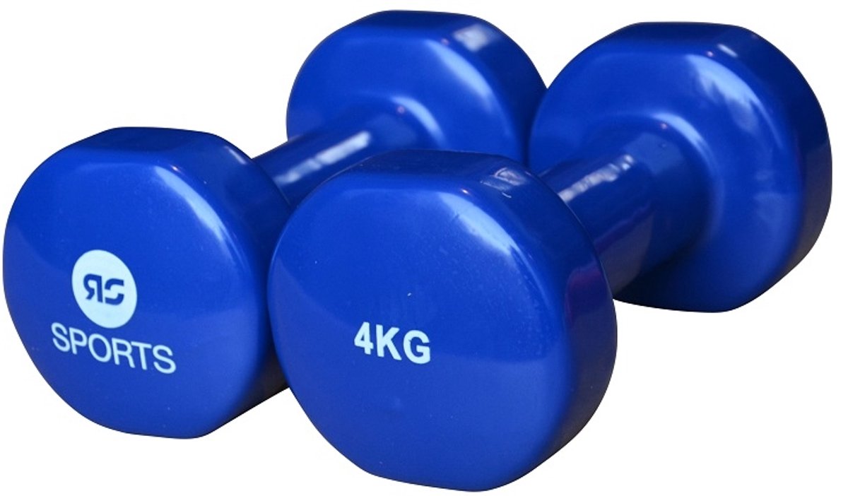 Bol.com RS Sports Dumbells - 2 x 4 kg - Vinyl - Blauw aanbieding