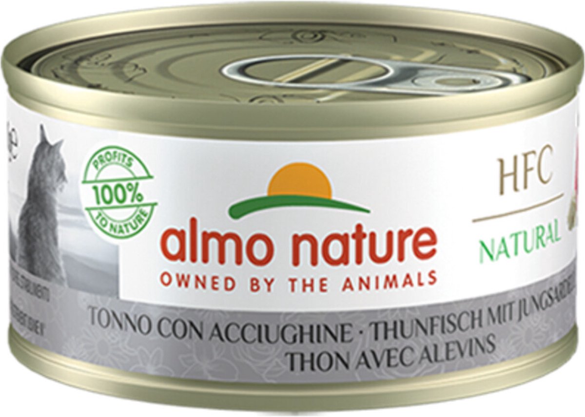 48x Almo Nature HFC Natural Kattenvoer Nat Blikje Tonijn & Ansjovis 70 gr