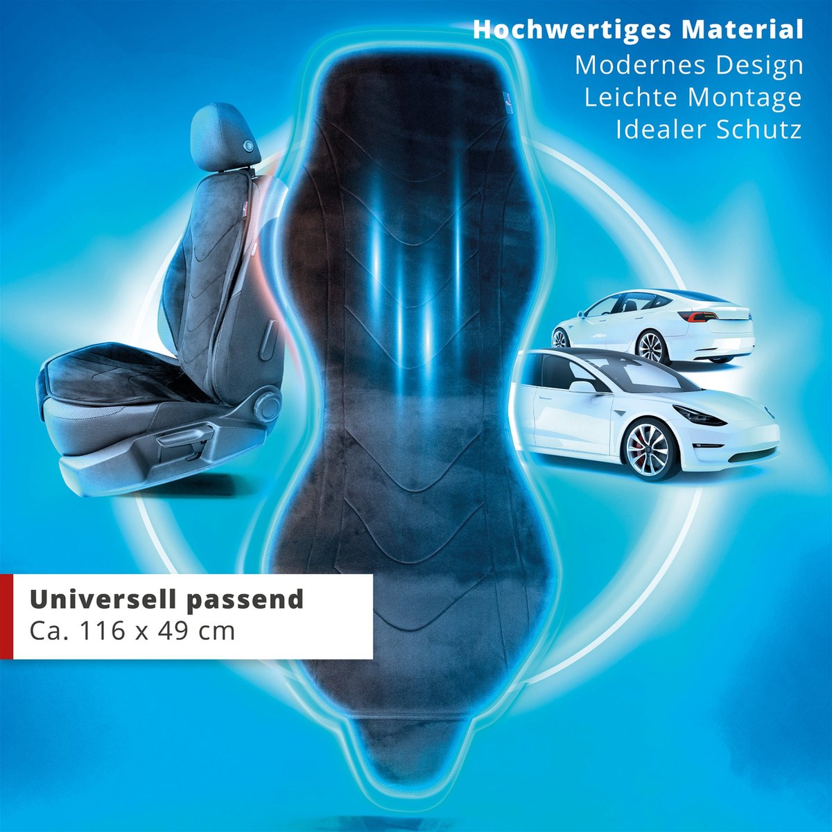 Couvre-Siège Auto Air Flow Walser – Ergonomique Avec Coussin D’Air, Protection Lombaire, Universel Noir