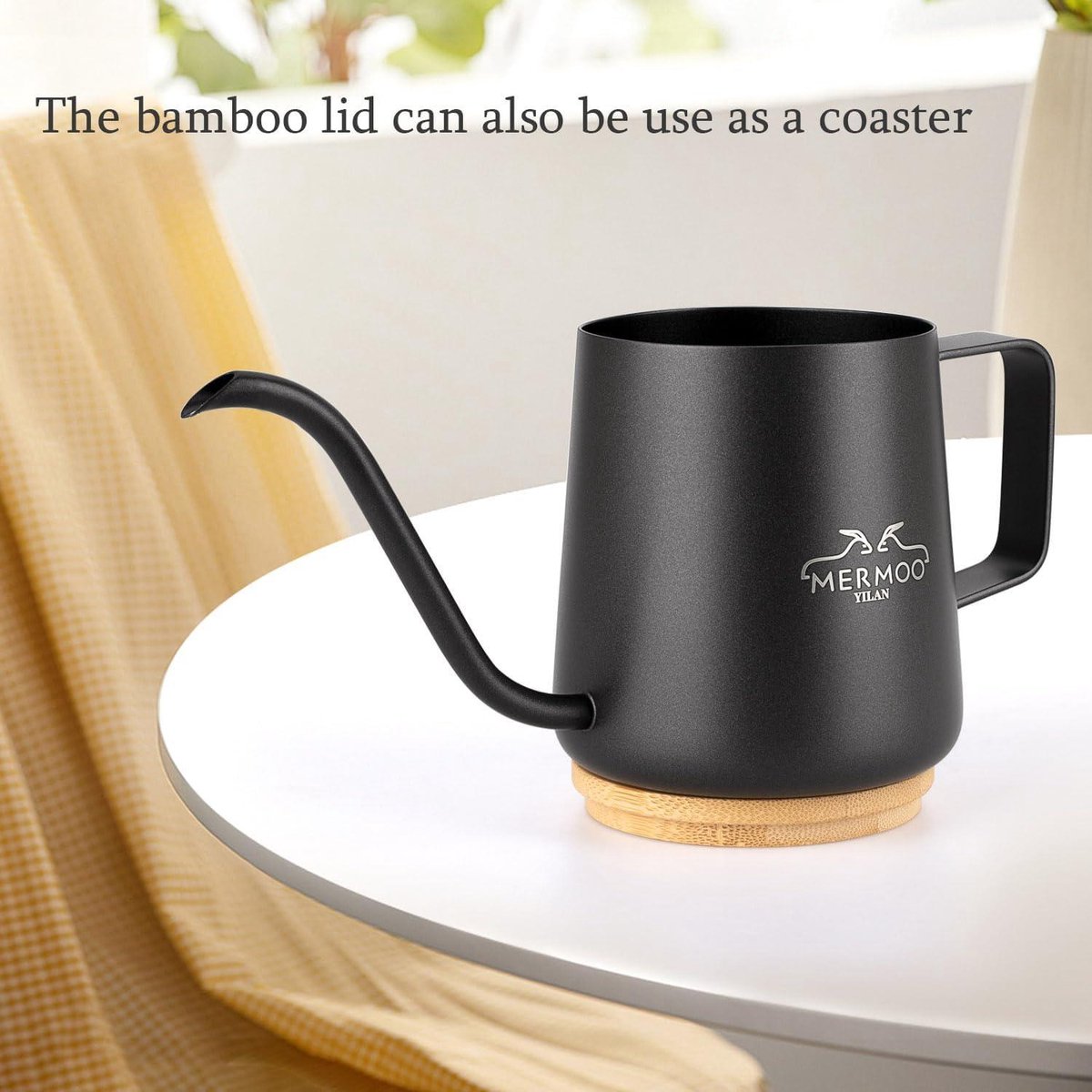 Waterkoker 350 ml koffiepot klein roestvrij staal zwanenhals pour over ketel (zilver) Koffiepot
