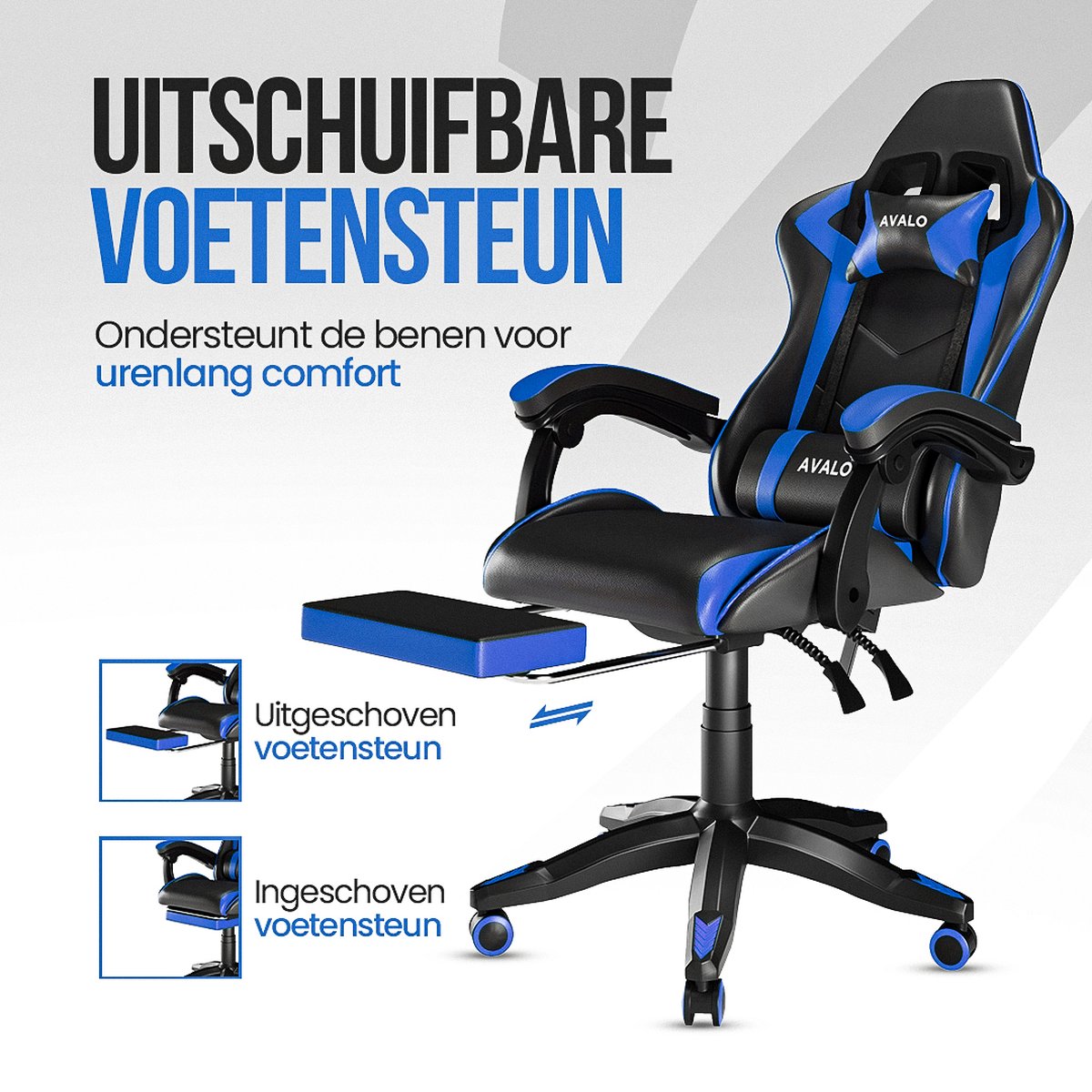 ADOV Ergonomische Gaming Stoel met Voetensteun, 140° Kantelbare Racing