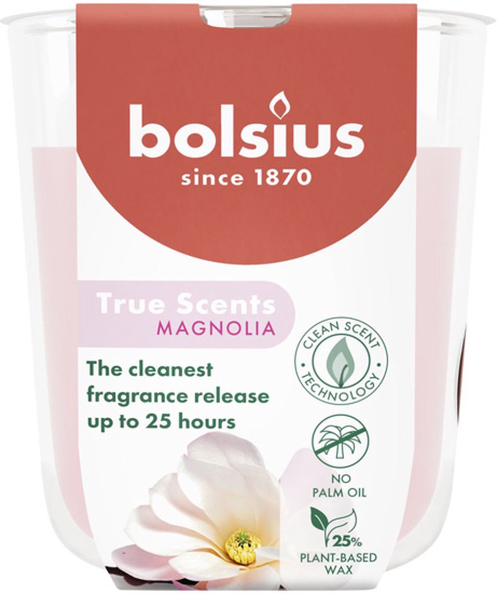 Bolsius 6 stuks Bolsius geurglas magnolia geurkaarsen 80/73 (25 uur) True Scents wit
