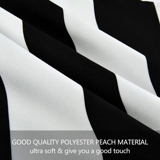 Set van 2 gestreepte kussenslopen zachte decoratieve kussenovertrekken met ritssluiting voor bank slaapkamer - 30 x 50 cm - zwart-wit kussensloop 30x50