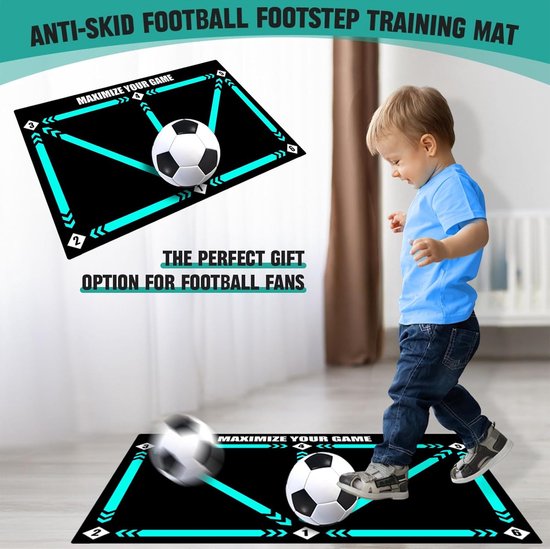 BLOOOK Voetbalmat (90 x 60 cm) voor binnen, solo voetbaltrainingshulp, voetbalspullen/voetbalaccessoires, voetbalmateriaal, mat, 2 stuks