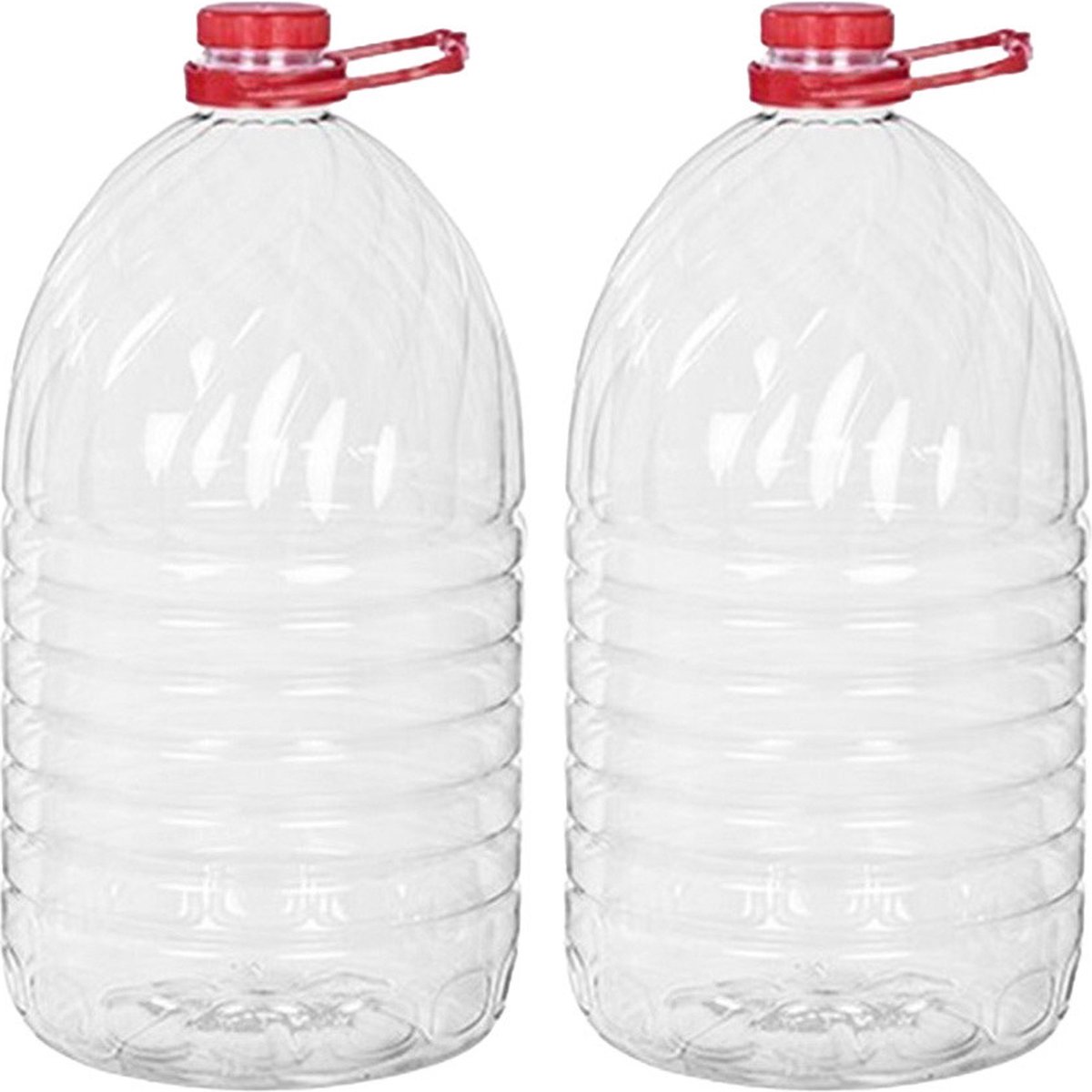 CM Watercontainer/jerrycan - 2x - 5 Liter - Kunststof - transparant - 15 x 32 cm - wecken - vloeistof