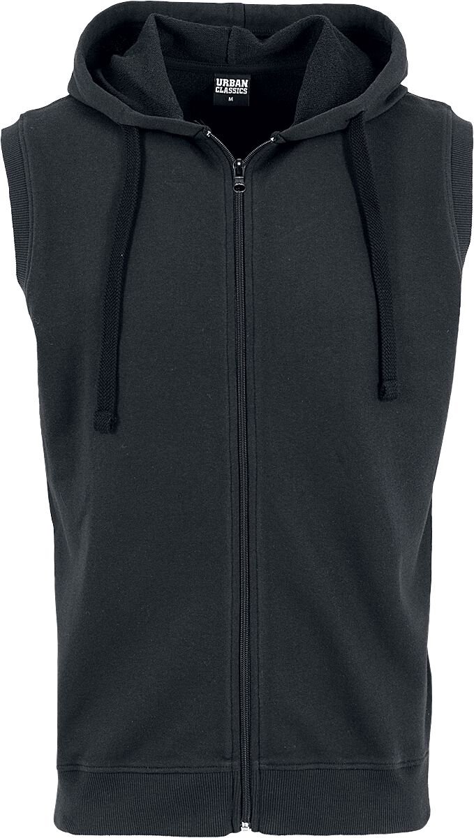Urban Classics Sleeveless Terry Zip Hoodie Heren Vest met capuchon L Zwart