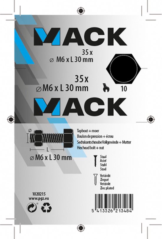 M6 x L30 HEX10 35 pièces.