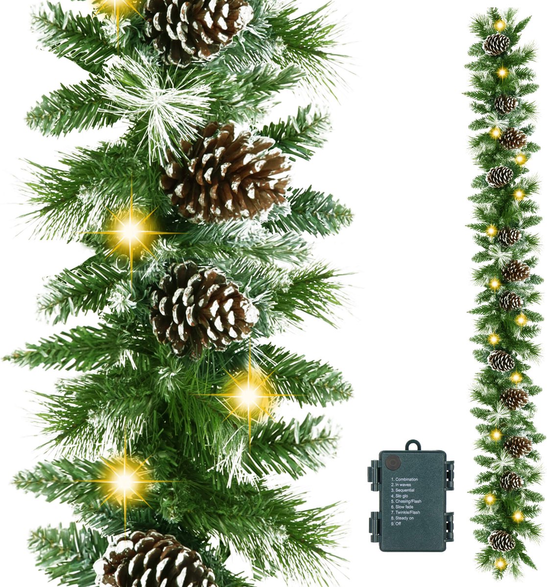 Springos Guirlande | Kerstslinger | Warm Wit | 50 LED | 280 CM – foto 5
