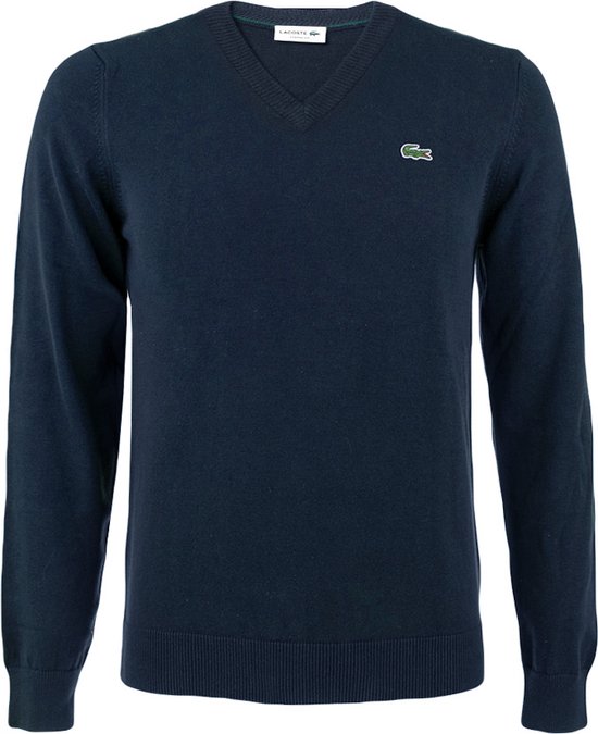 Lacoste Pull col V patch logo bleu - 3XL