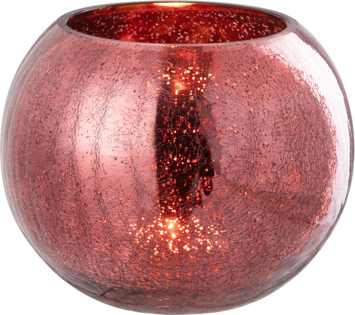 J-Line theelichthouder Bal Craquelé - glas - roze - large
