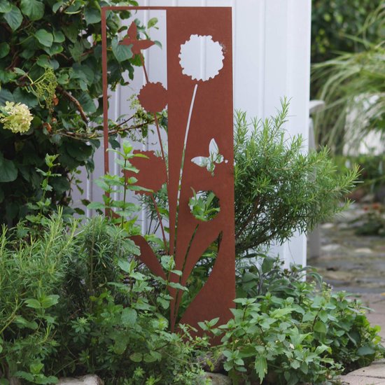 Déco Extérieure Rétro Décoration Jardin 2 Roses Métal Rouillées - Figurines Extérieur 20x7 Cm Pour Parterre Ou Balcon Décoration Métallique Extérieur