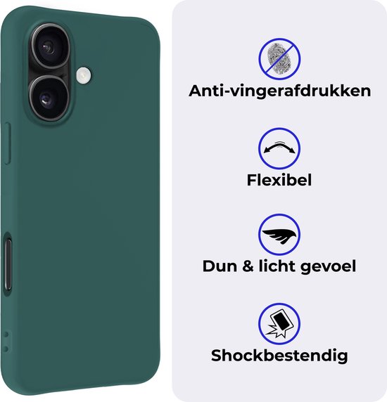Coque adaptée pour iPhone 16, coque en Siliconen – Coque adaptée pour iPhone 16, coque – Vert foncé
