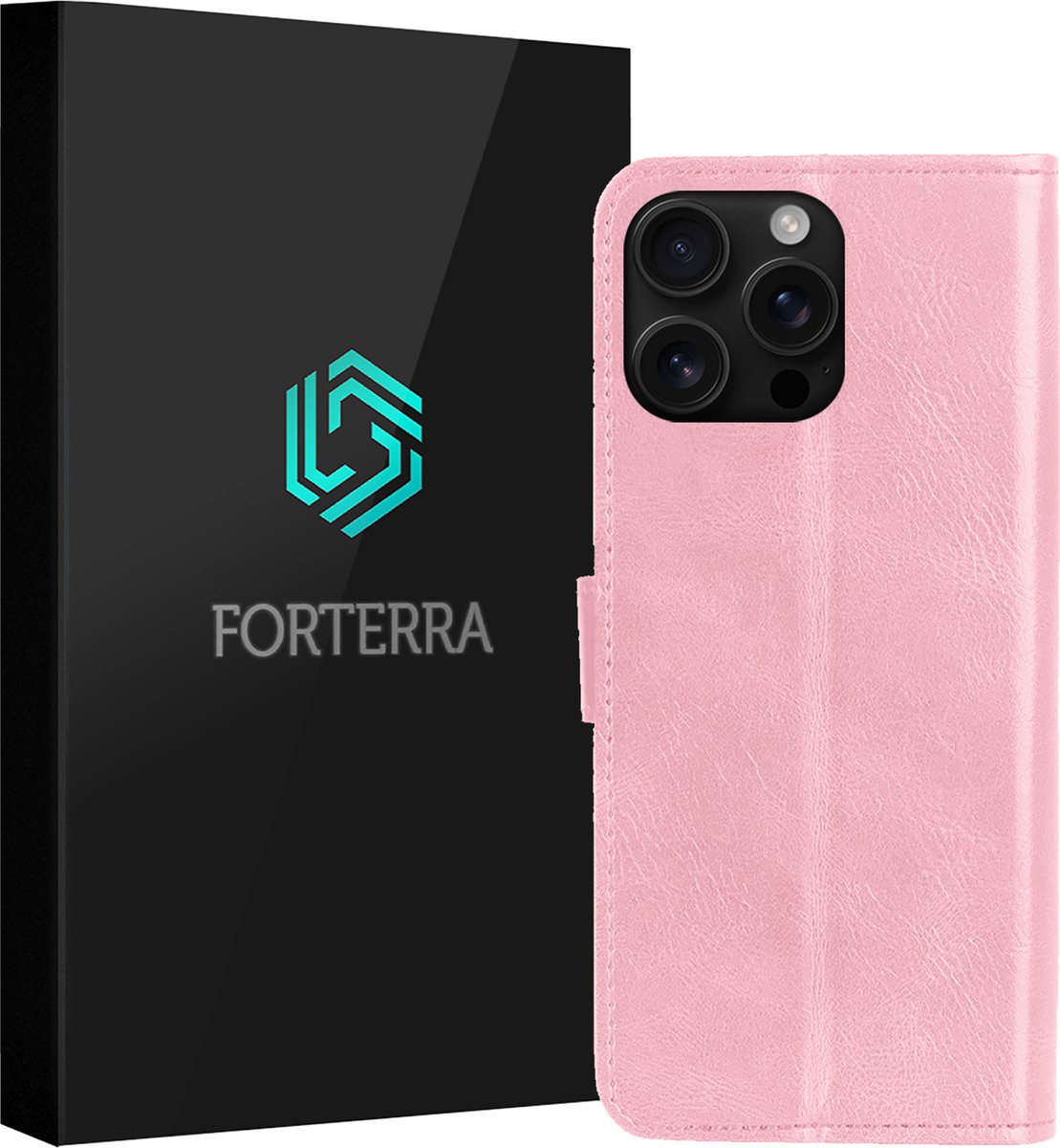 Hoesje Geschikt voor Apple iPhone 16 Pro Max - Luxe Bookcase - Walletcase Hoes - Portemonnee - Cover - Lichtroze
