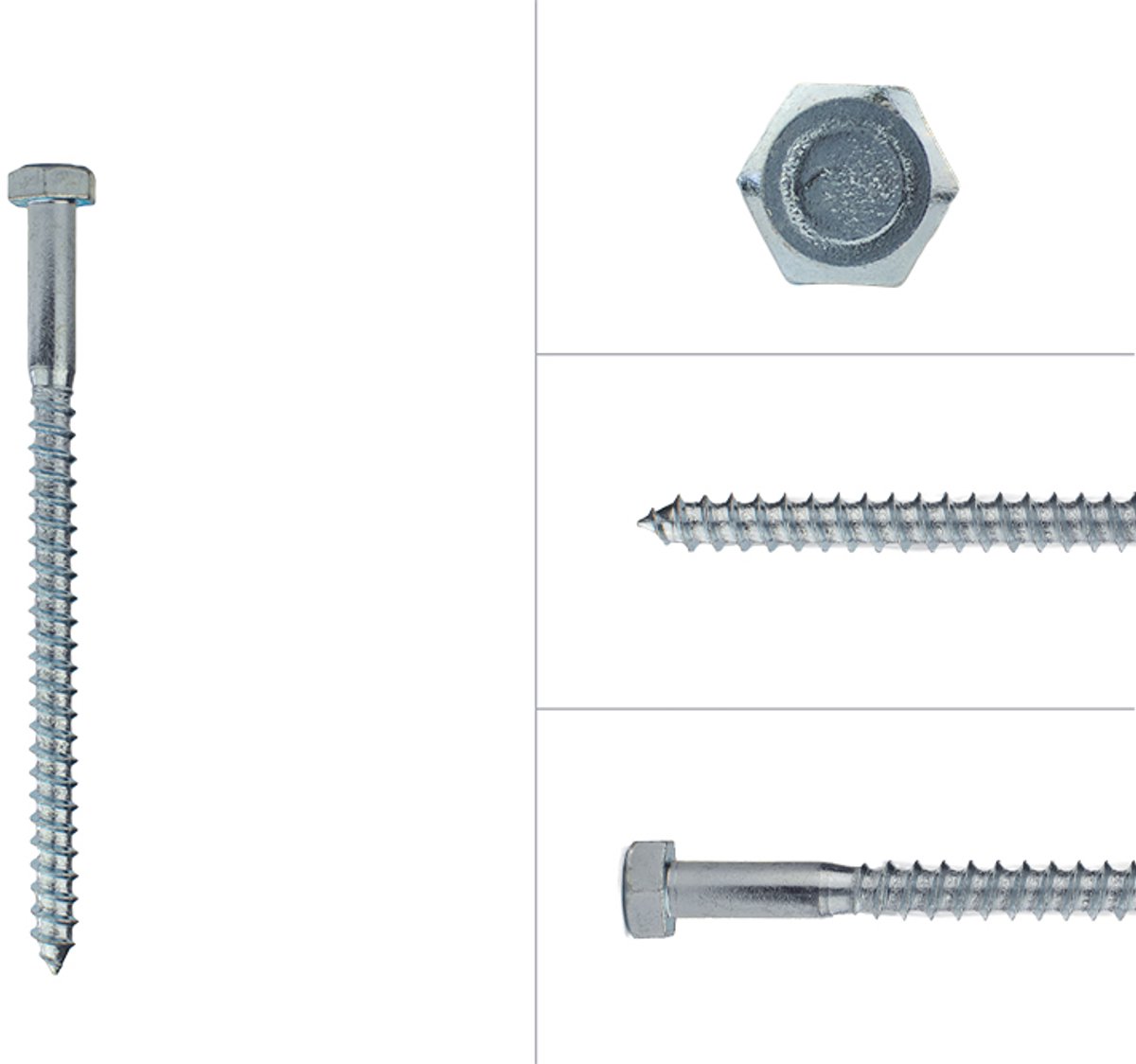 Wovar Houtdraadbouten Verzinkt M8 x 120 mm | Doos 100 stuks