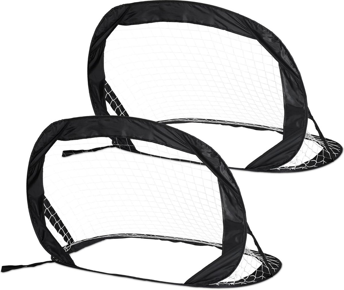 Pop-up voetbaldoeltjes set van 2 - Opvouwbare voetbalgoals voor in de tuin - Afmetingen 80x120x85 cm - Inclusief tas - Zwart