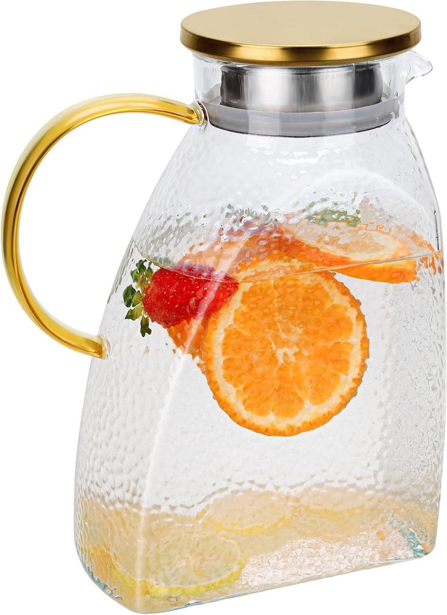 Relaxdays waterkan met deksel - 1.8 l - glazen karaf - sapkan Relaxdays waterkan met deksel - 1.8 l - glazen karaf - sapkan