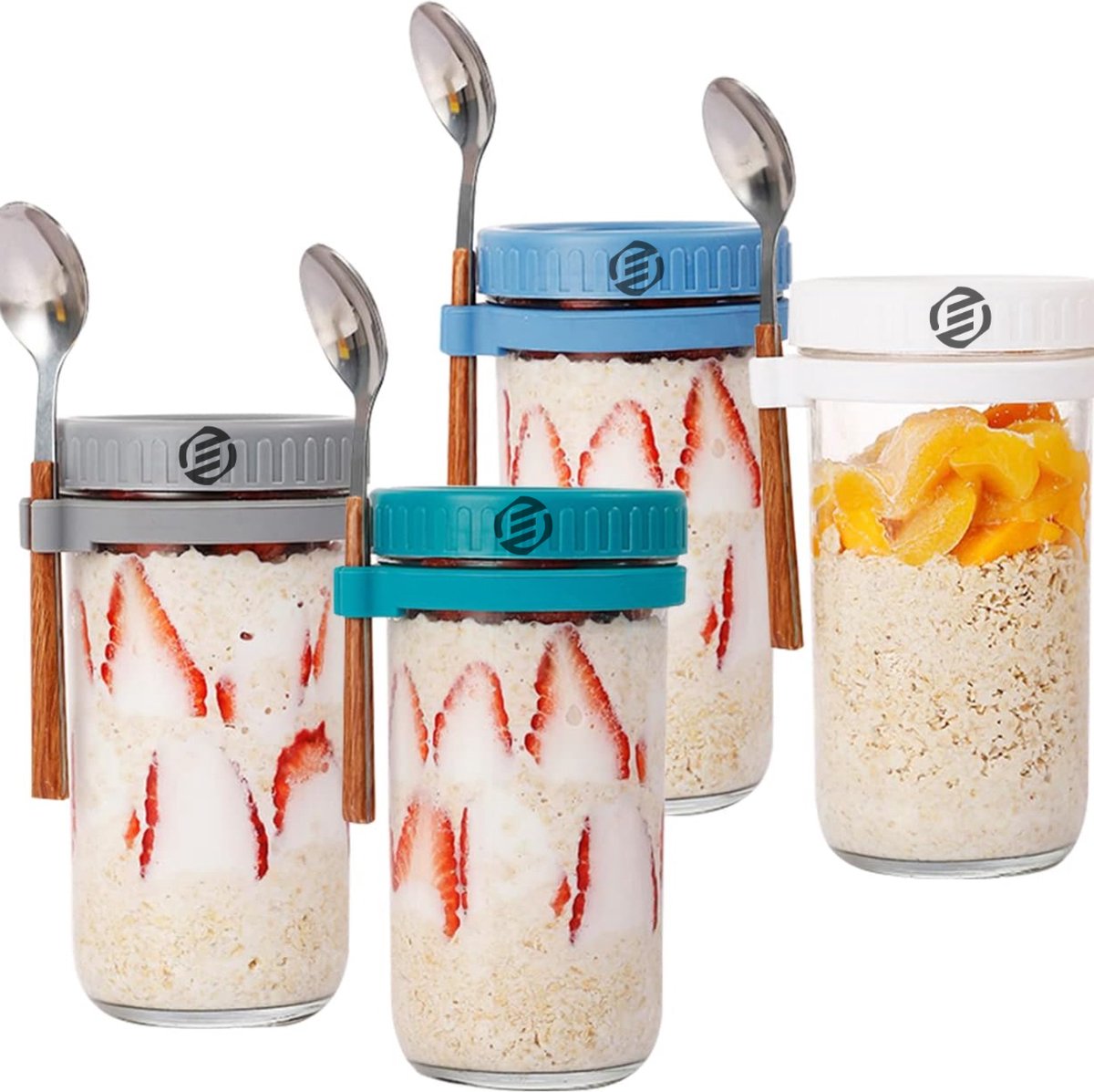 Equivera Overnight Oats Potjes - Muesli Beker - Mason Jar - Havermout - Set - Must have voor jouw ontbijt