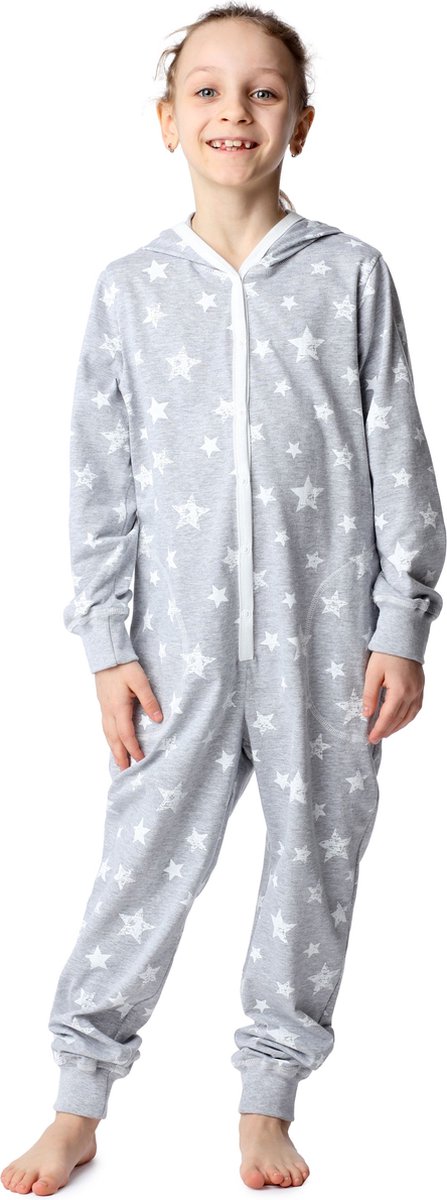 Merry Style Kinder Pyjama - ronde hals - lange mouwen - lange broek met zakken - Katoen - MS-MS10-223-PJ - Melange Ecru Sterne - 122-128