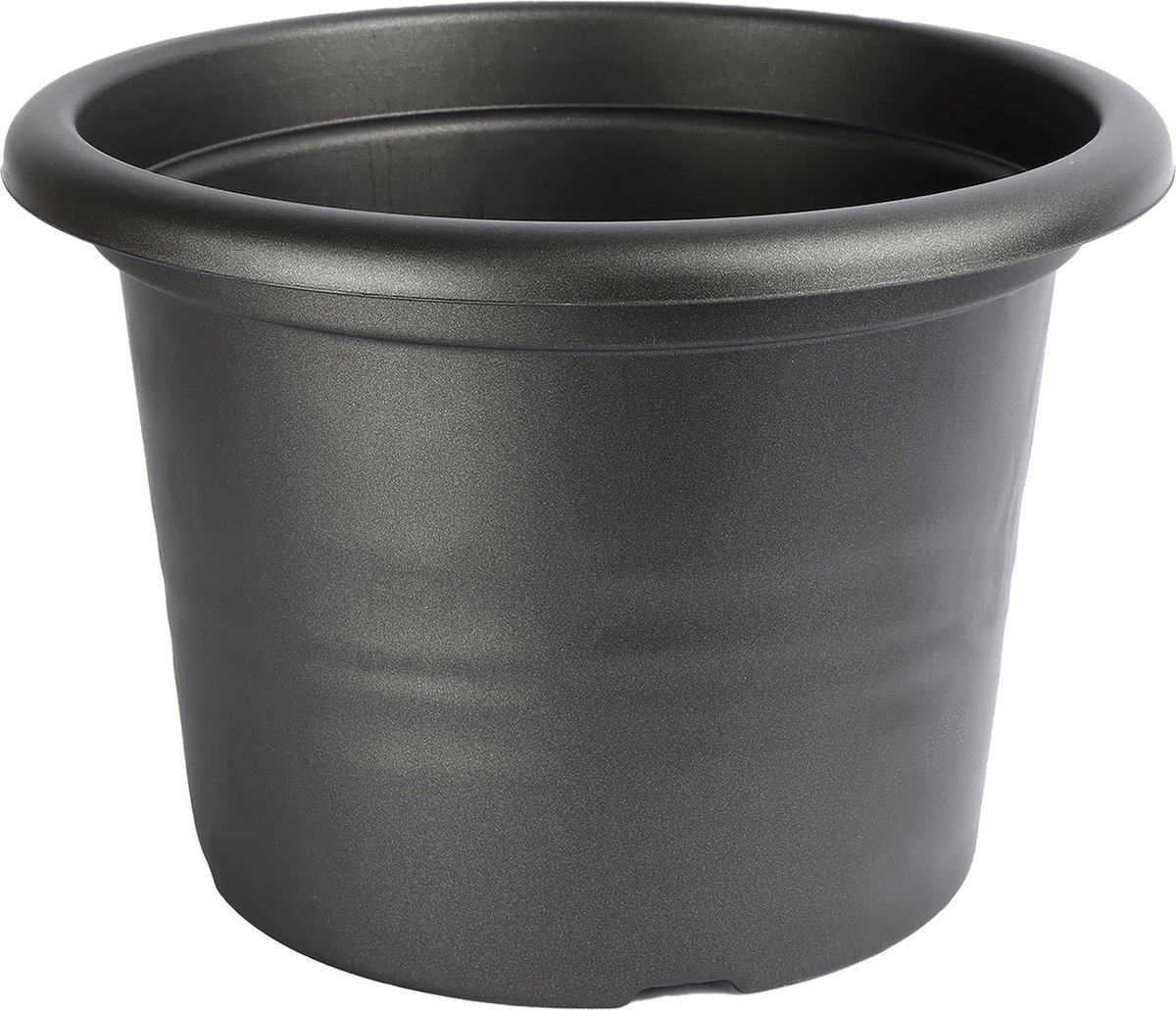 1x Garronda Plantenpot Bloempot - Kunststof - Rond - Plantenbak - Grafiet - ⌀20cm H=14cm - GD-NIC-Barcelona95