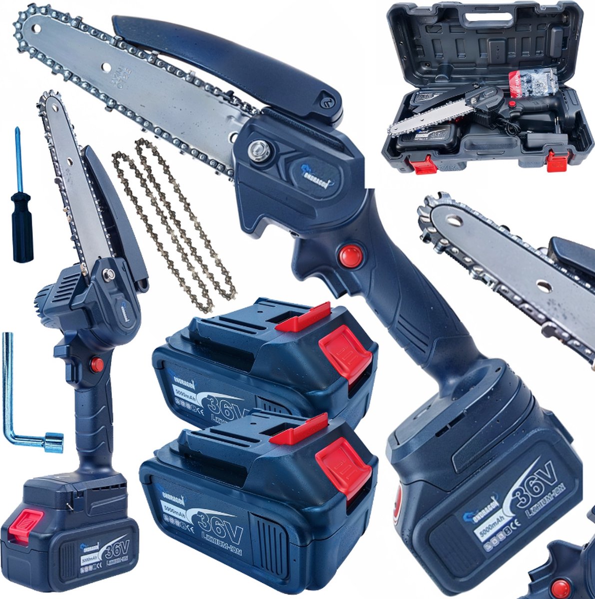 HA-MA TOOLS Mini Accu Kettingzaag incl. 2x accu 36V Compact & Krachtig voor al uw Zaagwerkzaamheden