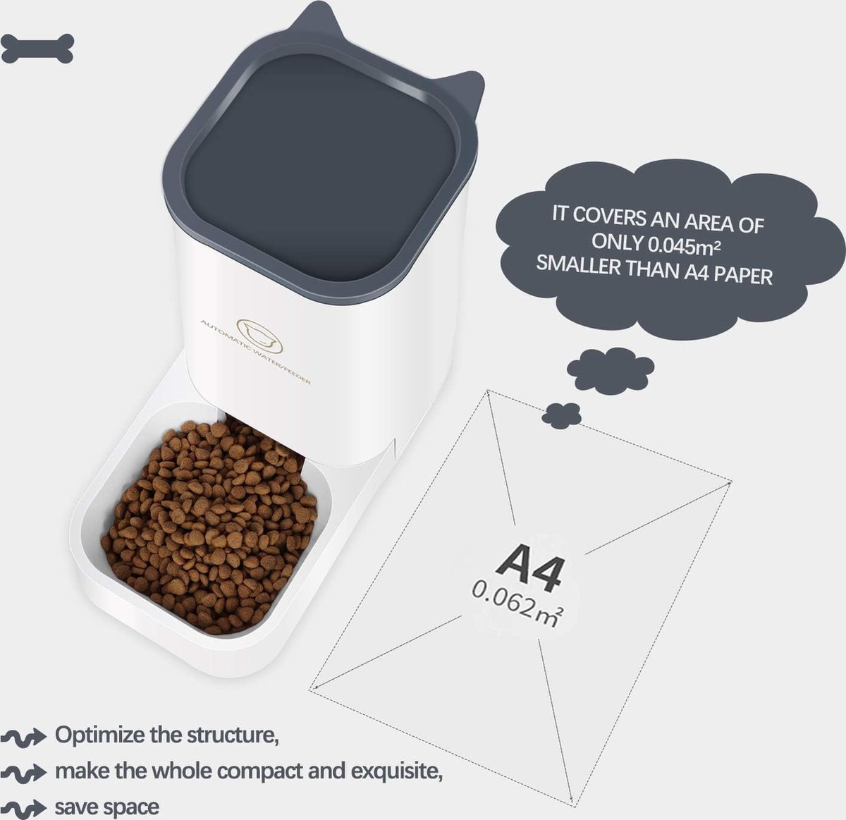 Afbeelding 3 van Huisdierenvoeder - Voedseldispenser - Droog Voedsel - Automatische Waterdispenser - Voer voor Honden/Katten - Hond - Kat - 2 stuks - BPA-vrij - Wit