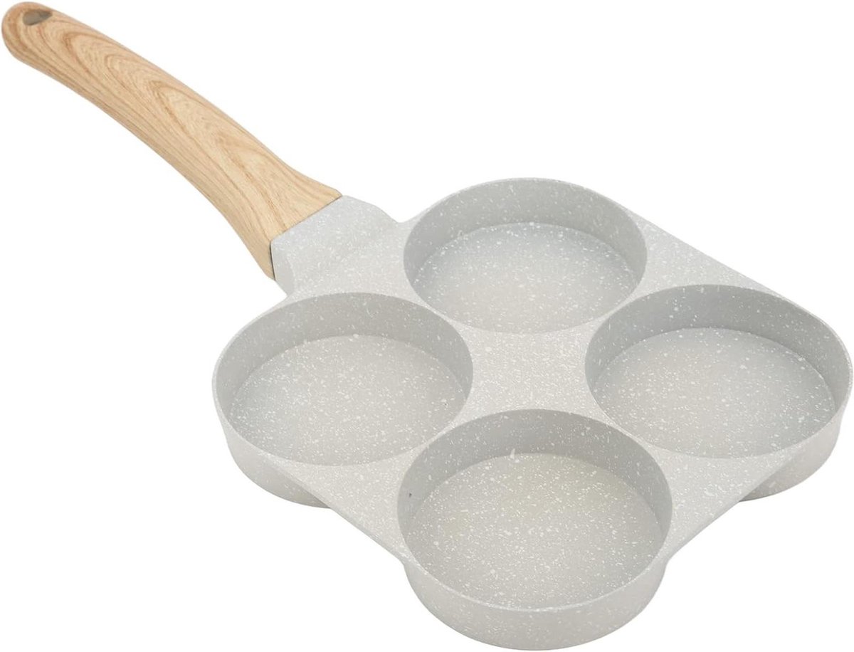 Multifunctionele Pan 4 Cup Ei Koekenpan Aluminium Anti-aanbak Omelet Pan Gepocheerde Ei Burger Steak Pan Pannenkoekenpan voor Gasfornuis en Inductie Kookplaat Wit