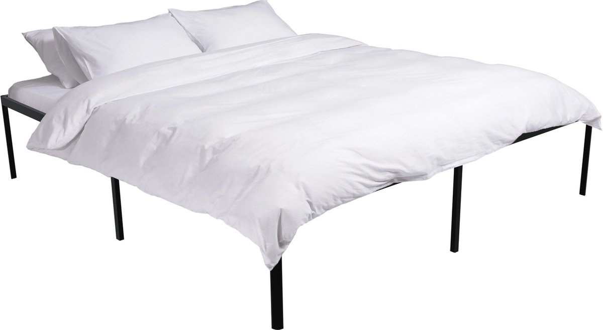 CLP Hamlin Bed - met opbergruimte - met lattenbodem - Robuust bedframe - Bedombouw - Ledikant - Met stoer zwart frame - zwart 200x180x41 cm