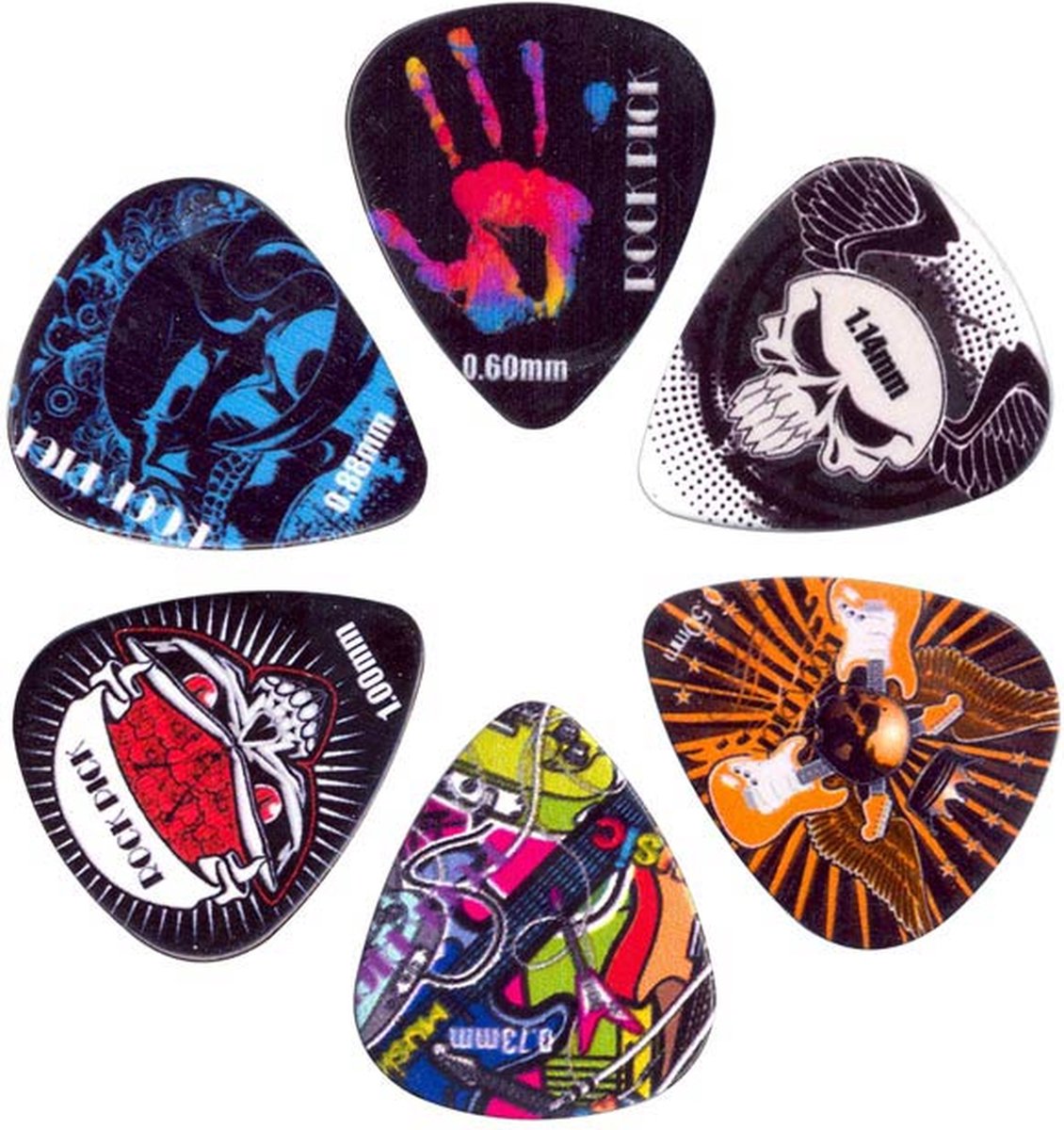 Plectrums - Boston BRP6-MIX - 6-pack - Celluloid - Diverse dikten - 0,50-1,14mm