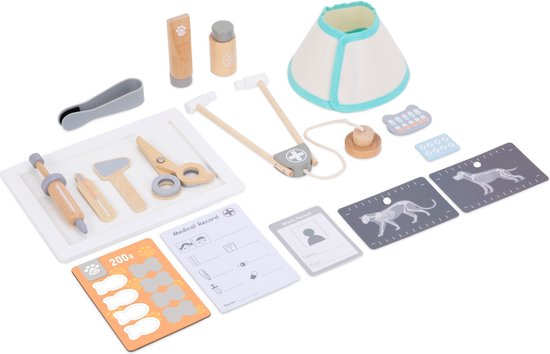 Color Baby Hôpital vétérinaire portable en bois 9 pièces - Jouet enfant 3+ (Bleu) - Jeux - Jouets
