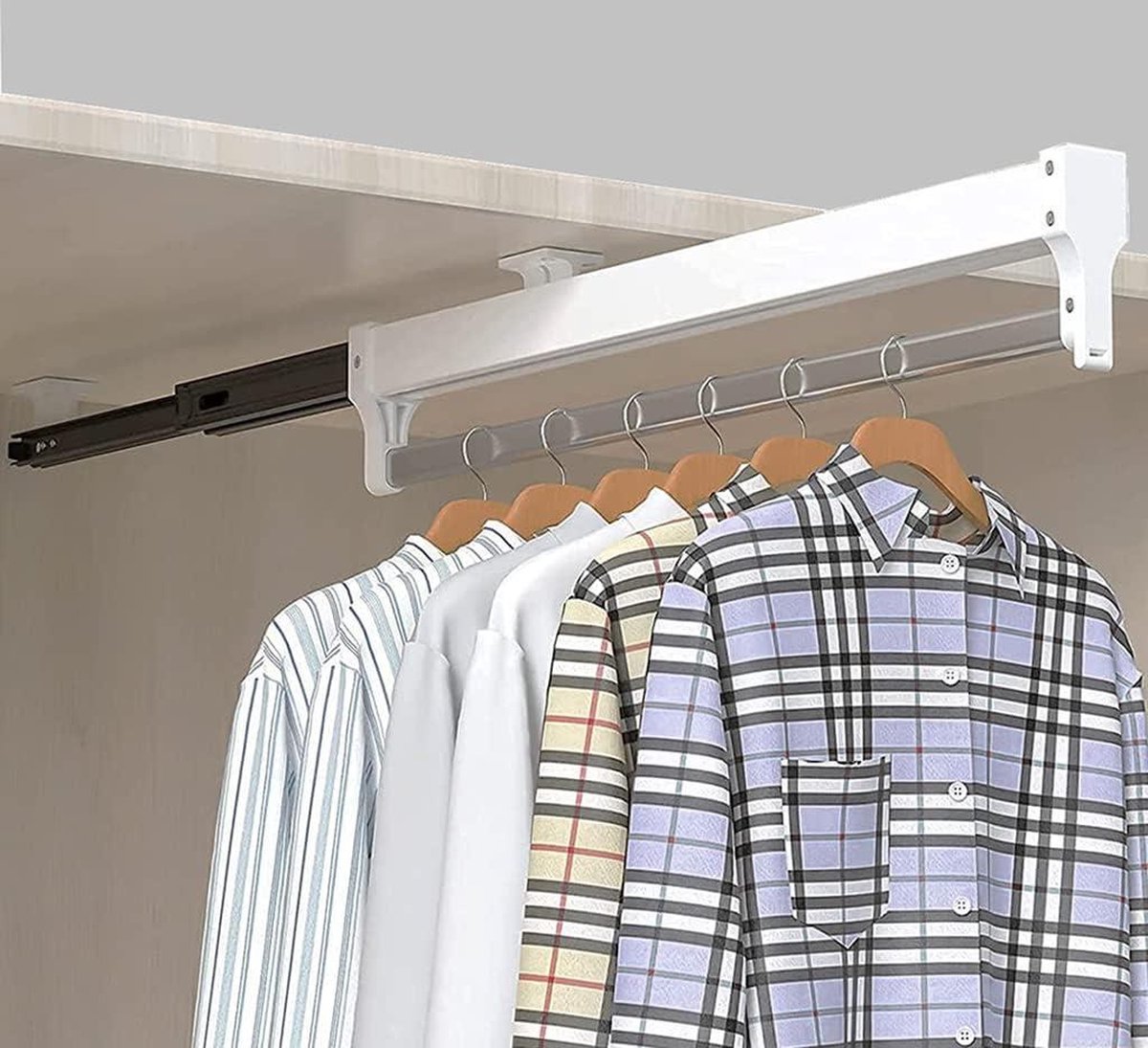 Uitschuifbaar Closet Rod Trek Kleding Rail - Verstelbaar en Uitschuifbaar - Kleerhanger Rail (350mm)