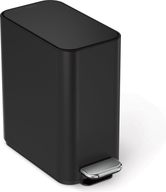 Simplehuman - Prullenbak Slim Liner Pocket 5 liter - Zwart - Roestvast Staal