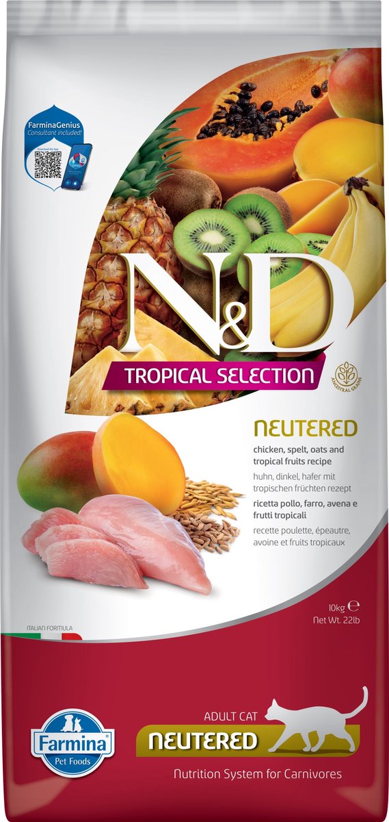 N&D N&D Tropical voeding voor de gecastreerde kat Kip 10 kg