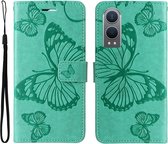Coverup Hoesje - Geschikt voor OnePlus Nord CE4 Lite 5G Hoesje - Coverup Vlinders Book Case - Mintgroen
