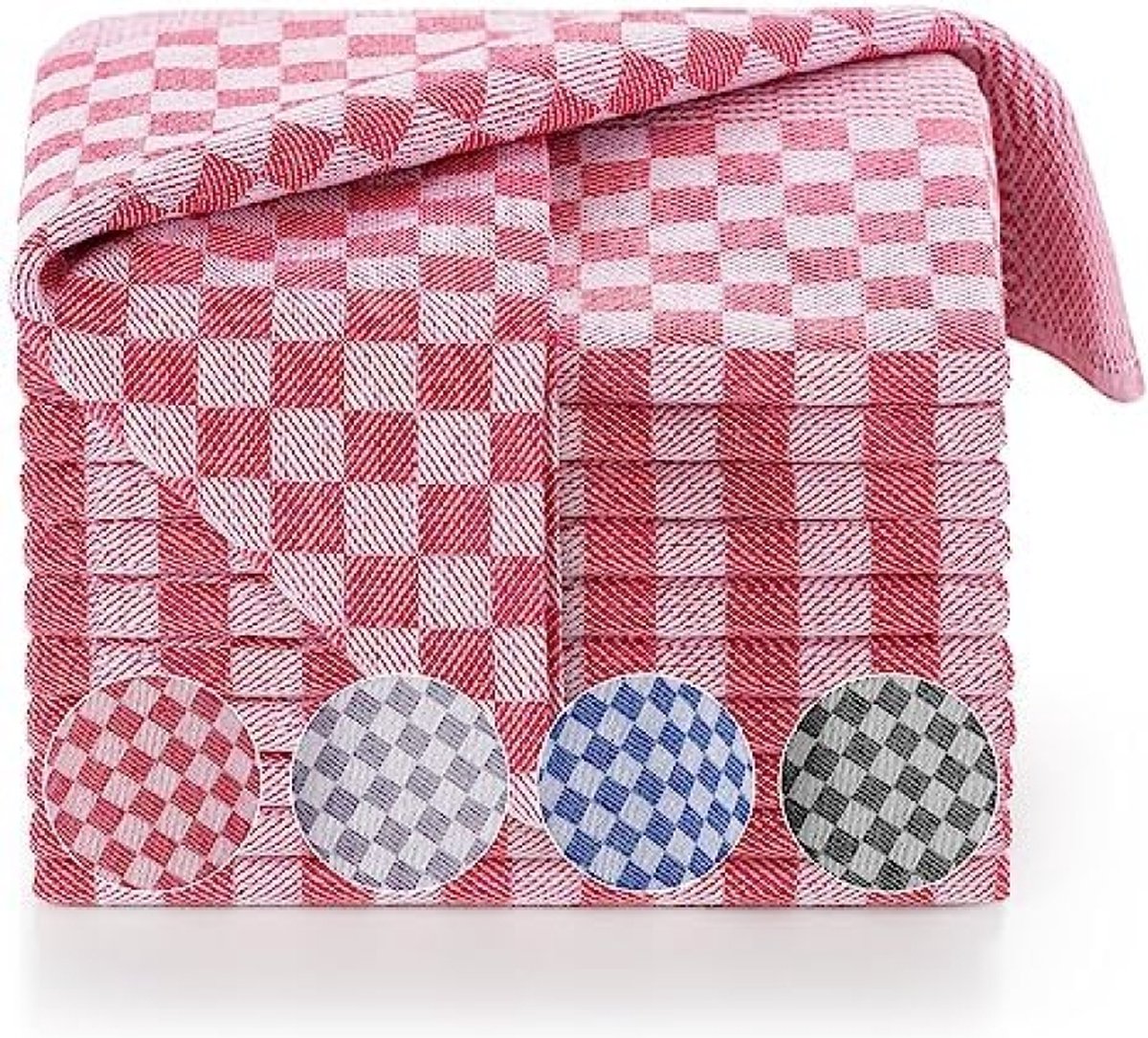 Set van 20 Theedoeken 100% Katoen 50 x 70 cm Rood Geruit Hoogwaardige handdoekenset
