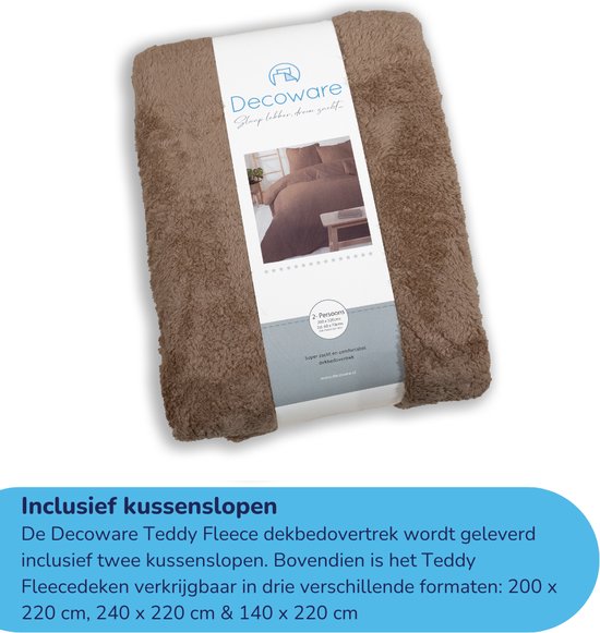 Decoware® Teddy Fleece Dekbedovertrek - Mink - Tweepersoons - 200x220 cm + 2 Kussenslopen 60x70 cm - Dubbelzijdig - Heerlijk Warm van Merkloos — afbeelding 5