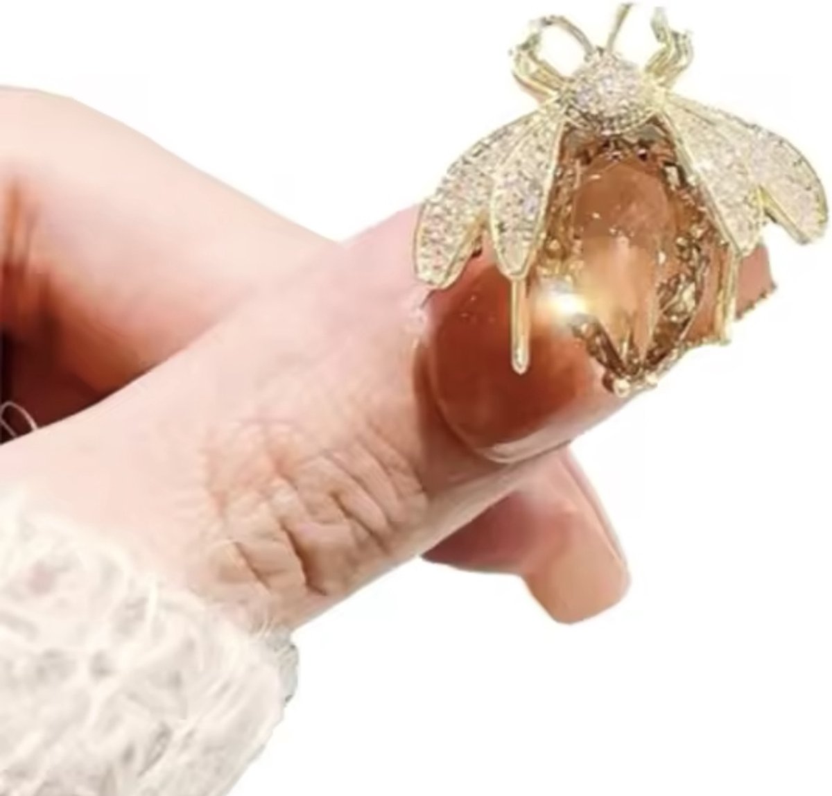 Borasi Bijen Broche Goudkleurig | Broches | Bruiloft | Dames Sieraden | Luxe Geschenkzakje | RVS |