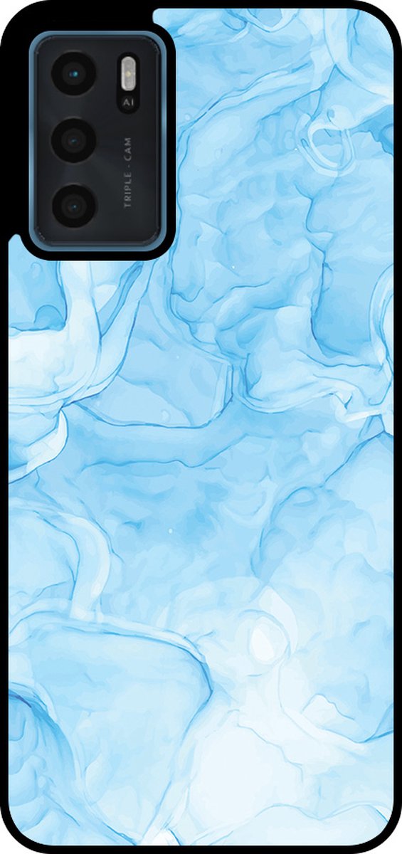 Smartphonica Telefoonhoesje Geschikt voor Oppo A16 / A16s / A54s met marmer opdruk - TPU backcover case marble design - Lichtblauw geschikt voor Oppo A16;Oppo A16s;Oppo A54s