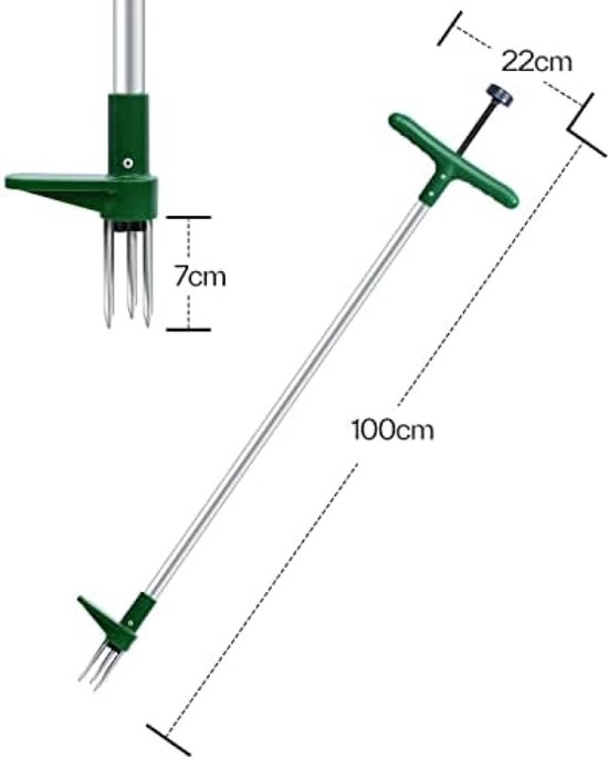 KESSER® Onkruidsteker Met Steel, Voetpedaal En T-Handgreep - Inclusief Handschoenen - Zwart/Oranje