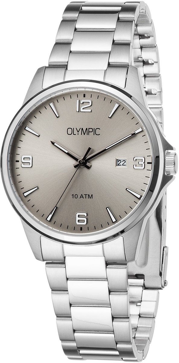 Olympic OL26HSS319 Glenn Heren Horloge - Mineraalglas - Staal - Zilverkleurig - 40 mm breed - Quartz - Vouw-Vlindersluiting - 10 ATM (zwemmen)