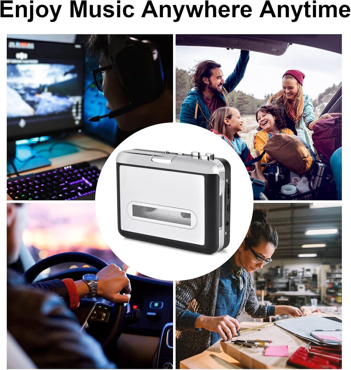 BlumWay USB Cassette Naar MP3 Converter, Draagbare Cassettespeler Digitale Cassetteconverter Audio Muziekspeler Met Hoofdtelefoon En Draagtas Pc000249 787609613