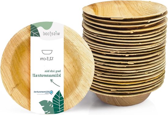 Biologisch afbreekbaar Palmblad Snackborden - 25 stuks rond Ø 14 cm
