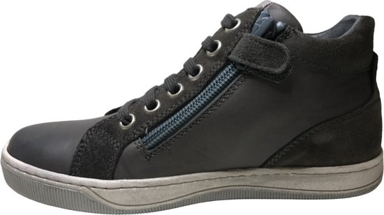 Naturino - Clay Star- taille 33 - baskets hautes en cuir à lacets et fermeture éclair - gris