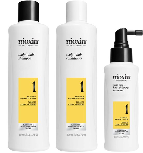 Nioxin System 1 – Loyalty Kit - voor Natuurlijk Haar - Anti Haaruitval - Dunner Wordend Haar – 300+300+100ml