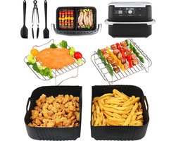 foto van Airfryer Accessoires voor Ninja Flex Drawer AF500EU - 104 l - 7 stuks - heteluchtfriteuse accessoires - Ninja Foodi Flexdrawer Dual Zone - inclusief siliconen bakvorm - compatibel met Cecotec. airfryer accessoires
