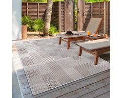 the carpet Lagos robuust buitentapijt, modern, weerbestendig & UV-bestendig, voor balkon, terras en serre, maar ook geschikt voor de keuken, vlak geweven, Cream, 80 x 150 cm