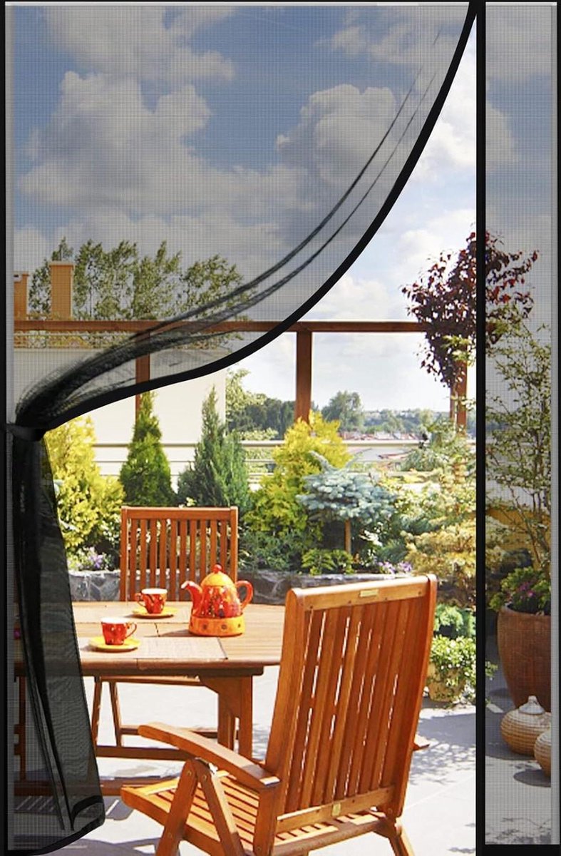 Vliegengordijn Magnetisch scherm aan de zijkant - Deuren Terrasgordijn - Insectengaas - Vliegen Insecten - Vliegscherm - Franse Deuren - 75x210cm Zwart
