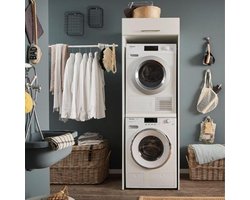 Wasmachinekast Laundreezy 68 X 68 X 200 Cm - Wit - Emob - Wasmachine Ombouw - Wit - MDF