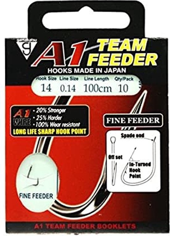 Gamakatsu Lignes inférieures A1 Team Feeder Fine Feeder 100cm (10 pcs) - Taille : 100cm - crochet 12 - 0,14mm